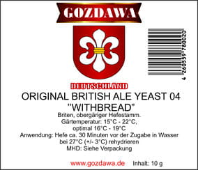 Gozdawa Bierhefe Original British Ale Yeast 04 "Withbread" OBAY 04 10g