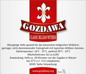 Gozdawa Bierhefe Classic Belgian Witbier CBW 10g