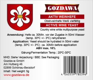 Gozdawa Obstweinhefe Weiß vielfältig 5g