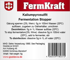 Gozdawa Fermkraft Kaliumpyrosulfit (Fermentation Stopper) 5g