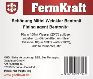 Gozdawa Fermkraft Schönung Mittel Weinklar Bentonit 10g