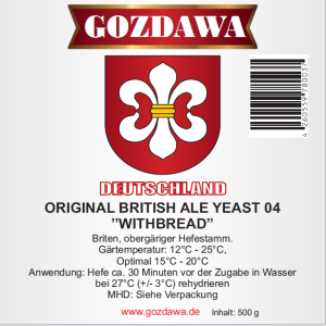 Gozdawa Bierhefe Original British Ale Yeast 04 "Withbread" OBAY 04 500g